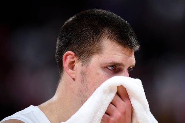 (190914) -- BEIJING, Sept. 14, 2019 -- Nikola Jokic of Serbia reacts after the Classification Games 5-6 between the Czech Republic and Serbia at the 2019 FIBA World Cup in Beijing, capital of China, Sept. 14, 2019. ) (SP)CHINA-BEIJING-BASKETBALL-FIBA WORLD CUP-CZE VS SRB (CN) JuxHuanzong 
