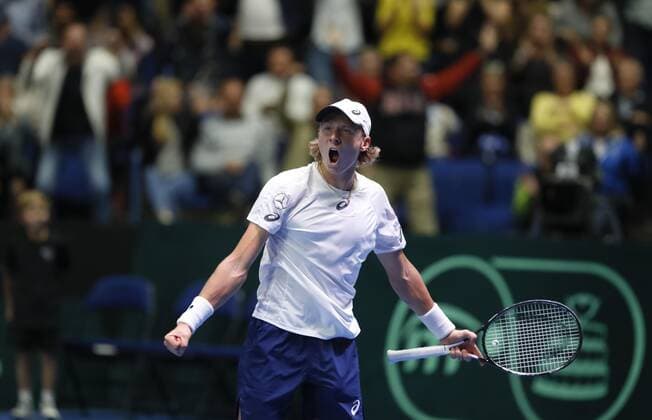 Emil Ruusuvuori, FIN during the Tennis Davis Cup Finland - Austria Espoo Arena 14. September 2019 in Espoo, Finland. Match Rubber 4: Emil Ruusuvuori, FIN and Dominic Thiem, AUT, AUT. (Kalle Parkkinen Newspix24  Copyright: xKallexParkkinenx NP24_00751805