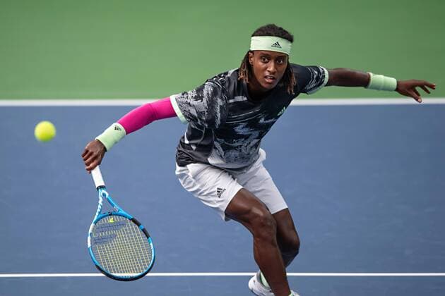 2019 Davis Cup Sweden v Israel 190914 Mikael Ymer of Sweden during the Davis Cup qualification tennis match between Sweden and Israel on September 14, 2019 in Stockholm,  Copyright: JOHANNAxLUNDBERG BB190914JL009