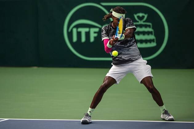 2019 Davis Cup Sweden v Israel 190914 Mikael Ymer of Sweden during the Davis Cup qualification tennis match between Sweden and Israel on September 14, 2019 in Stockholm,  Copyright: JOHANNAxLUNDBERG BB190914JL011