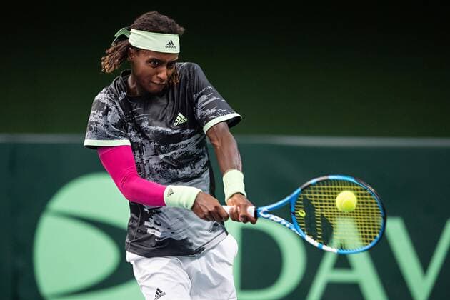 2019 Davis Cup Sweden v Israel 190914 Mikael Ymer of Sweden during the Davis Cup qualification tennis match between Sweden and Israel on September 14, 2019 in Stockholm,  Copyright: JOHANNAxLUNDBERG BB190914JL013
