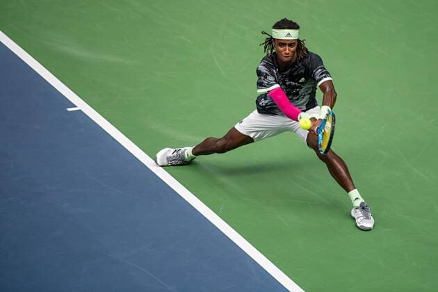 2019 Davis Cup Sweden v Israel 190914 Mikael Ymer of Sweden during the Davis Cup qualification tennis match between Sweden and Israel on September 14, 2019 in Stockholm,  Copyright: JOHANNAxLUNDBERG BB190914JL015