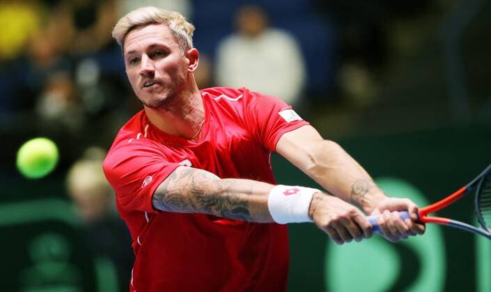TENNIS - Davis Cup, FIN vs AUT ESPOO,FINLAND,14.SEP.19 - TENNIS - ITF Davis Cup, first round, Finland vs Austria. Image shows Dennis Novak (AUT). GEPAxpictures xMatthiasxHauer