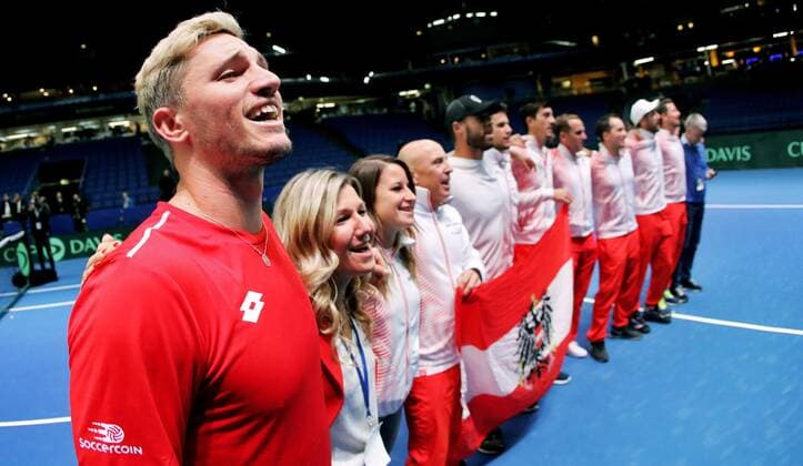 TENNIS - Davis Cup, FIN vs AUT ESPOO,FINLAND,14.SEP.19 - TENNIS - ITF Davis Cup, first round, Finland vs Austria. Image shows Dennis Novak (AUT). GEPAxpictures xMatthiasxHauer