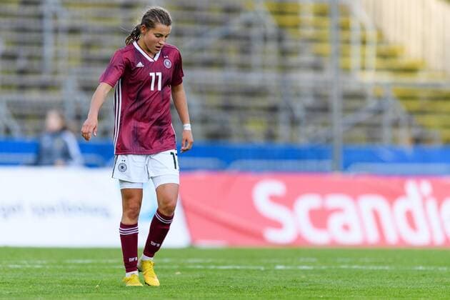 190914 Germanys Carlotta Wamser during the F16 international football match between Sweden and Germany on September 14, 2019 in Halmstad,  Copyright: KristerxAndersson BB190914KA049