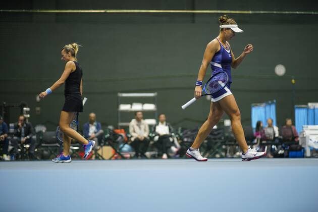 ZHENGZHOU, CHINA - SEPTEMBER 15: Nicole Melichar of United States and Kveta Peschke of Czech Republic in action in the doubles final match against Yanina Wickmayer of Belgium and Tamara Zidansek of Slovenia on day seven of Zhengzhou Open 2019 at Zhongyuan Tennis Training Base Management Center on September 15, 2019 in Zhengzhou, Henan Province of China.  Copyright: xVCGx CFP111249284135 
