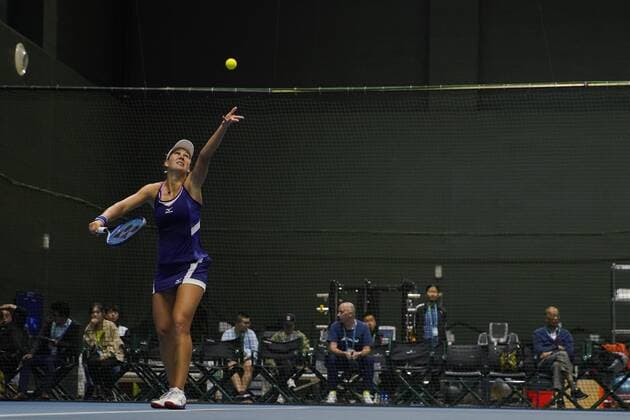 ZHENGZHOU, CHINA - SEPTEMBER 15: Nicole Melichar of United States serves in the doubles final match against Yanina Wickmayer of Belgium and Tamara Zidansek of Slovenia on day seven of Zhengzhou Open 2019 at Zhongyuan Tennis Training Base Management Center on September 15, 2019 in Zhengzhou, Henan Province of China.  Copyright: xVCGx CFP111249284129 