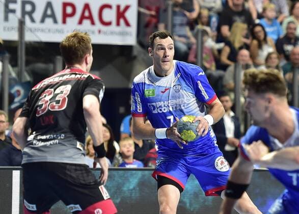 15 09 2019 Handball 1 Bundesliga DKB HBL Season 2019 2020 05 Matchday HC Erlangen Metropolitan Region Nuremberg HCE TBV Lemgo Lippe OGo Nikolai Link 33, HC Erlangen HCE Isaias Guardiola 7, TBV Lemgo