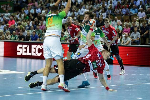 Germany,Wetzlar, Rittal Arena, 15 09 2019, Handball,1 Liqui Moly HBL Bundesliga, 5 Matchday, HSG Wetzlar HSG Nordhorn Lingen Picture by Nils Torbruegge HSG Wetzlar, 18 ,Luca de Boer Nordhorn Lingen, 19 ,Olle Forsell Schefvert HSG Wetzlar, 25 Copyright: HMBxMedia ThomasxJäger