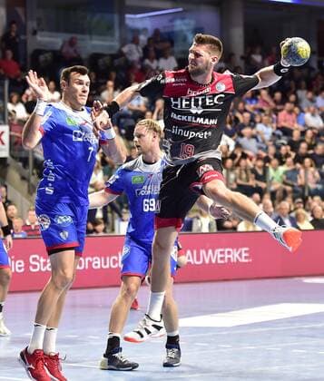 15 09 2019 Handball 1 Bundesliga DKB HBL Season 2019 2020 05 Matchday HC Erlangen Metropolregion Nürnberg HCE TBV Lemgo Lippe OGo Isaias Guardiola 7, TBV Lemgo Sime Ivic 19, HC Erlangen HCE