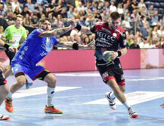 15 09 2019 Handball 1 Bundesliga DKB HBL Season 2019 2020 05 Matchday HC Erlangen Metropolitan Region Nuremberg HCE TBV Lemgo Lippe OGo Fabian van Olphen 10, TBV Lemgo Sime Ivic 19, HC Erlangen HCE