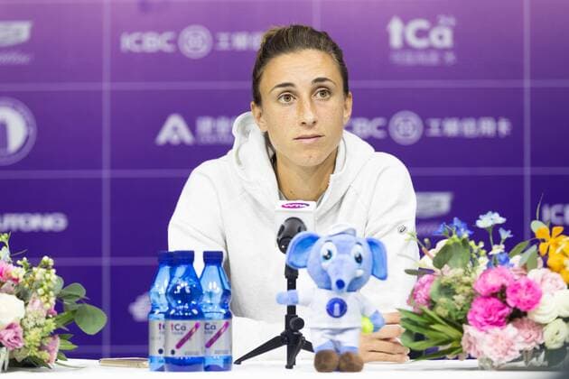 ZHENGZHOU, CHINA - SEPTEMBER 15: Petra Martic of Croatia attends a press conference, PK, Pressekonferenz after the singles final match against Karolina Pliskova of Czech Republic on day seven of Zhengzhou Open 2019 at Zhongyuan Tennis Training Base Management Center on September 15, 2019 in Zhengzhou, Henan Province of China.  Copyright: xVCGx CFP111249298635 