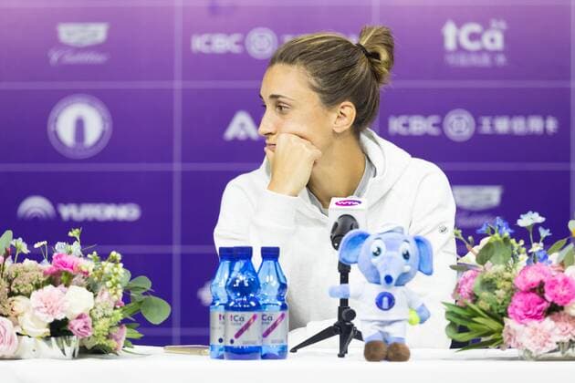 ZHENGZHOU, CHINA - SEPTEMBER 15: Petra Martic of Croatia attends a press conference, PK, Pressekonferenz after the singles final match against Karolina Pliskova of Czech Republic on day seven of Zhengzhou Open 2019 at Zhongyuan Tennis Training Base Management Center on September 15, 2019 in Zhengzhou, Henan Province of China.  Copyright: xVCGx CFP111249298630 