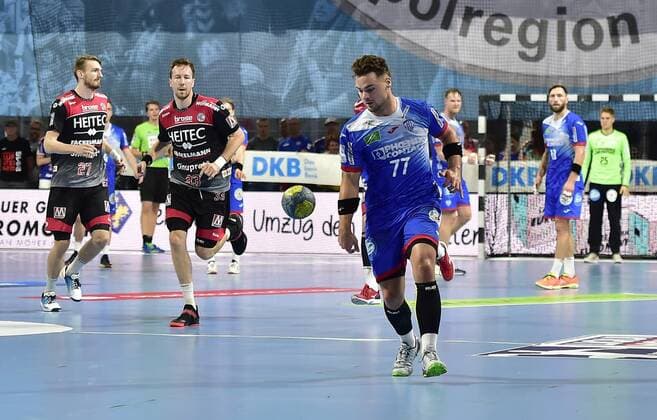 15 09 2019 Handball 1 Bundesliga DKB HBL Season 2019 2020 05 Matchday HC Erlangen Metropolregion Nürnberg HCE TBV Lemgo Lippe OGo Nikolai Link 33, HC Erlangen HCE Dani Baijens 77, TBV Lemgo