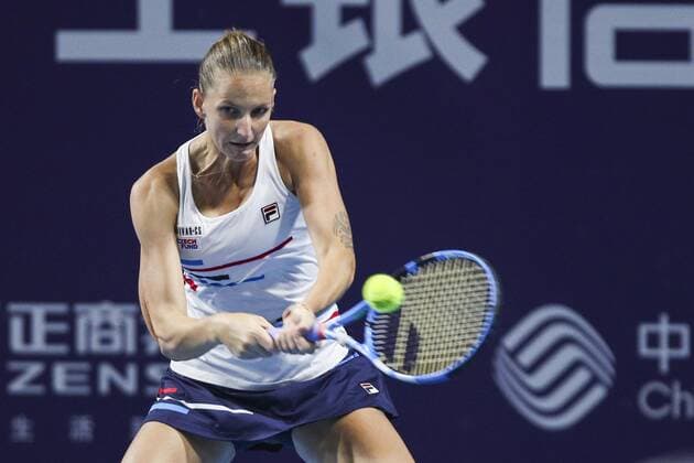 ZHENGZHOU, CHINA - SEPTEMBER 15: Karolina Pliskova of Czech Republic returns a shot in the singles final match against Petra Martic of Croatia on day seven of Zhengzhou Open 2019 at Zhongyuan Tennis Training Base Management Center on September 15, 2019 in Zhengzhou, Henan Province of China.  Copyright: xVCGx CFP111249296527 