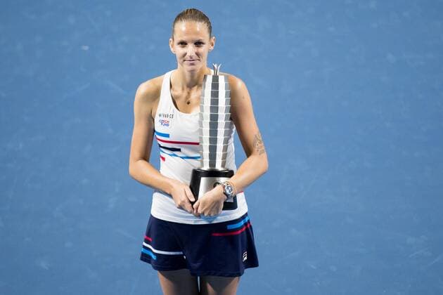 ZHENGZHOU, CHINA - SEPTEMBER 15: Karolina Pliskova of Czech Republic celebrates with the champion trophy after the singles final match against Petra Martic of Croatia on day seven of Zhengzhou Open 2019 at Zhongyuan Tennis Training Base Management Center on September 15, 2019 in Zhengzhou, Henan Province of China.  Copyright: xVCGx CFP111249295311 