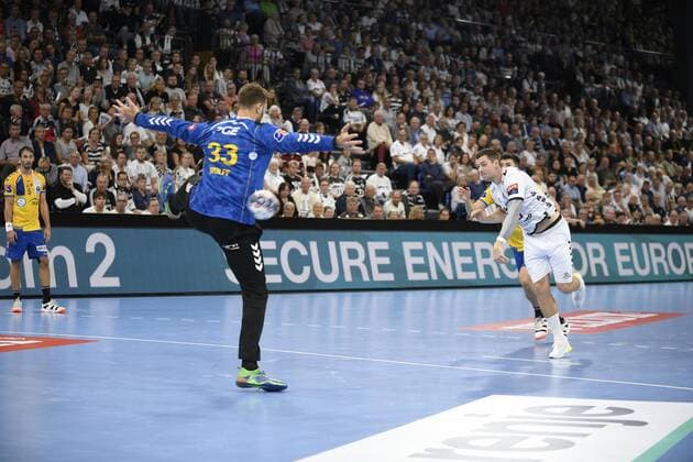 Niclas Ekberg THW Kiel meets Andreas Wolff Kielce Photo Lühn, Handball, Men, THW Kiel vs. PGE Vive Kielce, Champions League, 1 matchday, group stage, 15 09 19 Kiel Sparkassen Arena Schleswig Holstein Germany