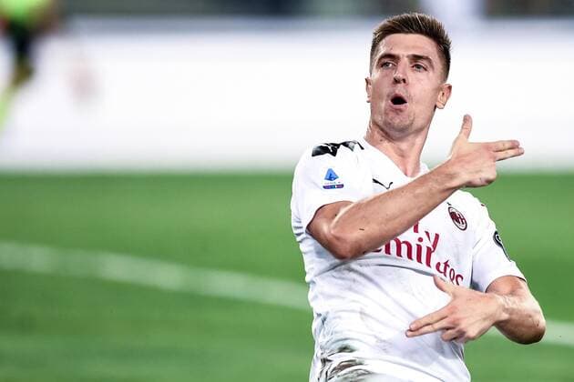 Bilder des Jahres 2019, Sport 09 September Sport Themen der Woche KW37 Sport Bilder des Tages Mg Verona 15 09 2019 - campionato di calcio serie A Hellas Verona-Milan foto Matteo Gribaudi Image nella foto: esultanza gol Krzysztof Piatek 
