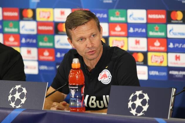 SOCCER - CL, RBS vs Genk SALZBURG,AUSTRIA,16.SEP.19 - SOCCER - UEFA Champions League, group stage, Red Bull Salzburg vs KRC Genk, preview, press conference, PK, Pressekonferenz RBS. Image shows head coach Jesse Marsch (RBS). GEPAxpictures xMathiasxMandl
