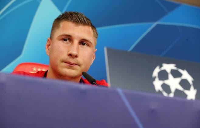 RB Leipzig Press conference Football Champions League Lisbon, 16 09 2019, Est‡dio da Luz, Football, UEFA Champions League, Group G, 1 matchday , Benfica Lisbon vs RB Leipzig , Press conference the day before the match , Im Bild Willi Orban, RB Leipzig , UEFA regulations prohibit any use of photographs as image sequences and or quasi video