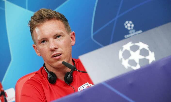 RB Leipzig Press conference Football Champions League Lisbon, 16 09 2019, Est‡dio da Luz, Football, UEFA Champions League, Group G, 1 matchday , Benfica Lisbon vs RB Leipzig , Press conference on the day before the match , Im Bild Trainer Julian Nagelsmann, RB Leipzig , UEFA regulations prohibit any use of photographs as image sequences and or quasi video