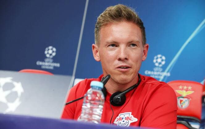 RB Leipzig Press conference Football Champions League Lisbon, 16 09 2019, Est‡dio da Luz, Football, UEFA Champions League, Group G, 1 matchday , Benfica Lisbon vs RB Leipzig , Press conference on the day before the match , Im Bild Trainer Julian Nagelsmann, RB Leipzig , UEFA regulations prohibit any use of photographs as image sequences and or quasi video