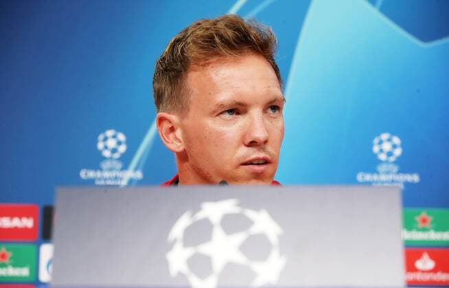 RB Leipzig Press conference Football Champions League Lisbon, 16 09 2019, Est‡dio da Luz, Football, UEFA Champions League, Group G, 1 matchday , Benfica Lisbon vs RB Leipzig , Press conference on the day before the match , Im Bild Trainer Julian Nagelsmann, RB Leipzig , UEFA regulations prohibit any use of photographs as image sequences and or quasi video