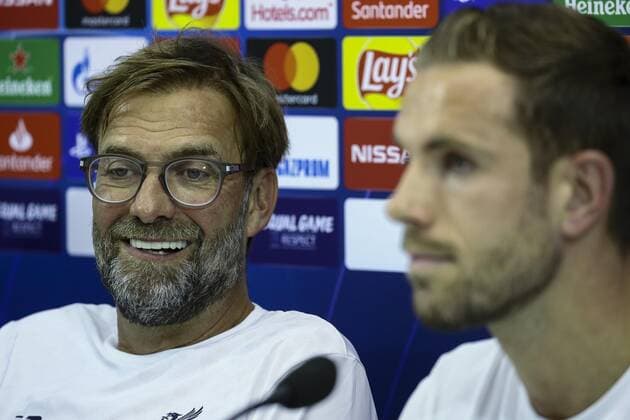 16th September 2019; San Paolo Stadium, Naples, Italy; press conference, PK, Pressekonferenz Liverpool; Jurgen Klopp coach of Liverpool and Jordan Henderson of Liverpool  ActionPlus12167921 AlessandroxGarofalo