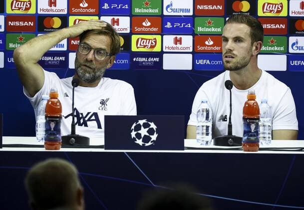 16th September 2019; San Paolo Stadium, Naples, Italy; press conference, PK, Pressekonferenz Liverpool; Jurgen Klopp coach of Liverpool and Jordan Henderson of Liverpool  ActionPlus12167924 AlessandroxGarofalo