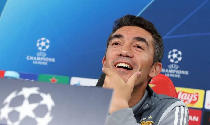 RB Leipzig Press conference Football Champions League Lisbon, 16 09 2019, Est‡dio da Luz, Football, UEFA Champions League, Group G, 1 matchday , Benfica Lisbon vs RB Leipzig , Press conference on the day before the match , Im Bild Trainer Bruno Lage Benfica , UEFA regulations prohibit any use of photographs as image sequences and or quasi video