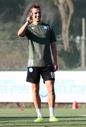 16th September 2019; Castelvolturno training center SSC Napoli, where Napoli train ahead of their Champions League match versus Liverpool; Arkadiusz Milik of Napoli  ActionPlus12167972 AlessandroxGarofalo