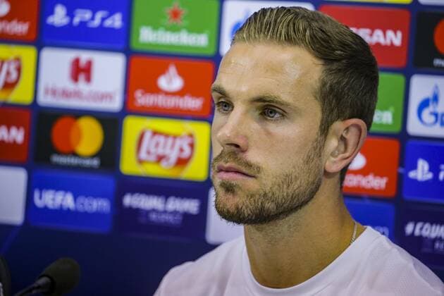 Italy: press conference, PK, Pressekonferenz Champions League Liverpool Napoli, Campania, Italy, 09-16-19 Press Conference on the eve of the Champions League match SSC Napoli - Liverpool FC in picture Jordan Henderson midfielder of Liverpool FC (Antonio Balasco - Pacific Press ) Naples Campania Italy Napoli  AntonioxBalascox xPacificxPress
