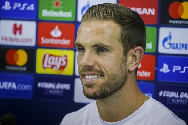 Italy: press conference, PK, Pressekonferenz Champions League Liverpool Napoli, Campania, Italy, 09-16-19 Press Conference on the eve of the Champions League match SSC Napoli - Liverpool FC in picture Jordan Henderson midfielder of Liverpool FC (Antonio Balasco - Pacific Press ) Naples Campania Italy Napoli  AntonioxBalascox xPacificxPress