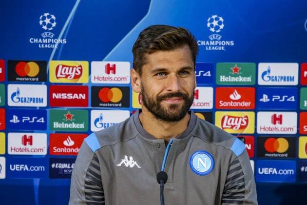 Italy: press conference, PK, Pressekonferenz Champions League Napoli Castelvolturno, Campania, Italy, 09-16-19 Press Conference on the eve of the Champions League match SSC Napoli - Liverpool FC in picture Fernando Llorente striker ssc napoli (Antonio Balasco - Pacific Press ) Castel Volturno Campania Italy Caserta  AntonioxBalascox xPacificxPress