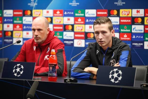 Fußball, CL, FC Brügge Pressekonferenz Club Brugge s head coach Philippe Clement and Club s Hans Vanaken pictured during a press conference, PK, Pressekonferenz of Belgian soccer team Club Brugge, Tuesday 17 September 2019 in Brugge, in preparation of Tomorrow s match against Turkish club Galatasaray AS in the group stage of the UEFA Champions League. BRUNOxFAHY  x05664811x