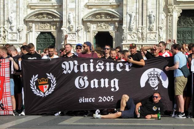 FANS ULTRAS SLAVIA PRAGUE OCCUPANO PIAZZA DUOMO FUMOGENI AND CHOIRS IN VIEW OF THE CHAMPION WITH INTER THIS EVENING Editorial Usage Only  Copyright: xSALMOIRAGOxFOTOGRAMMAx xIPAx