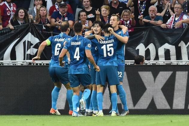 Fußball, CL, Olympique Lyon - Zenit St. Petersburg Joie de Sardar Azmoun (zenith) FOOTBALL : Lyon vs Zenith Saint-Petersbourg - Phase de groupe Ligue des Champions - 17 09 2019 FredericChambert Panoramic 