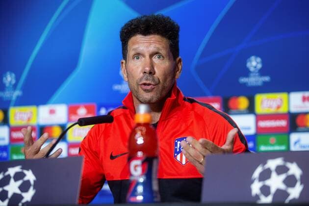 Fußball, CL, Atletico Madrid Pressekonferenz Atletico de Madrid s head coach Diego Pablo Simeone speaks during a press conference, PK, Pressekonferenz in Madrid, Spain, 17 September 2019. Atletico de Madrid will face Juventus in their UEFA Champions League group D soccer match at Wanda Metropolitano stadium on 18 September 2019. Atletico de Madrid s press conference !ACHTUNG: NUR REDAKTIONELLE NUTZUNG!  Copyright: xRodrigoxJiménezx GRAF4118 20190917-637043497060909343