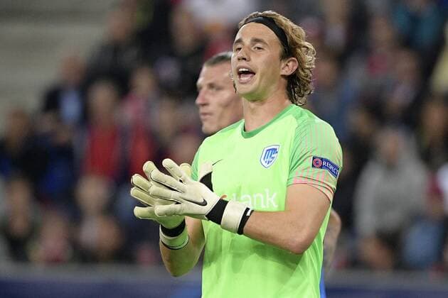 Genk s goalkeeper Gaetan Coucke pictured during a game between Austrian club RB Salzburg and Belgian RC Genk, Tuesday 17 September 2019 in Salzburg, Austria, first match in the group stage of the UEFA Champions League. YORICKxJANSENS  x05665926x