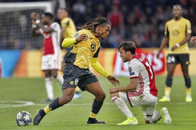 AMSTERDAM, 17-09-2019 JohanCruyff Arena , Champions League Football season 2019 2020 . Clash between Renato Sanchez and Nico Tagliafico during the match Ajax - Lille. Ajax - Lille  x4498769x Copyright: