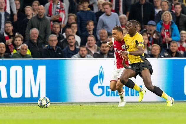 Amsterdam, Netherlands, 17 09 2019, UEFA Champions League 2019 20 Season, Group H, Ajax Amsterdam OSC Lille, Sergino Dest Ajax and Boubakary Soumare Lille in the duel, battle for the ball Amsterdam Johan Cruyff Arena Netherlands eu images 01061011520 eu-images-061