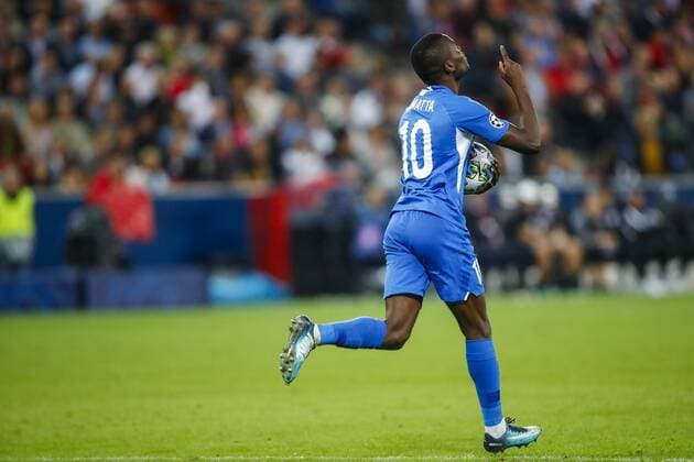 SOCCER - CL, RBS vs Genk SALZBURG,AUSTRIA,17.SEP.19 - SOCCER - UEFA Champions League, group stage, Red Bull Salzburg vs KRC Genk. Image shows the rejoicing of Mbwana Ally Samatta (Genk). GEPAxpictures xJasminxWalter