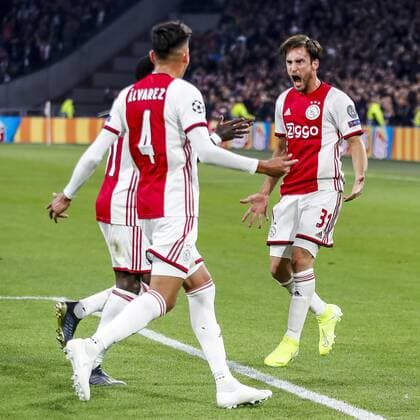 AMSTERDAM, 17-09-2019 JohanCruyff Arena , Champions League Football season 2019 2020 . Nico Tagliafico scores 3-0 during the match Ajax - Lille. Ajax - Lille  x4499861x Copyright: