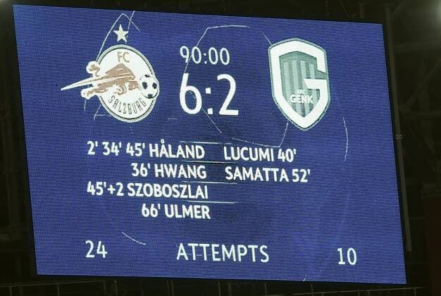 score board FOOTBALL : RB Salzbourg vs Racing Genk - UEFA Ligue des Champions - Salzbourg - 17 09 2019 PhotoNews Panoramic 