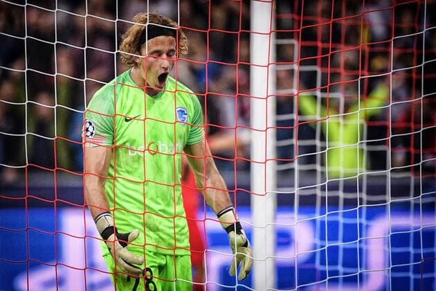 Genk s goalkeeper Gaetan Coucke pictured during a game between Austrian club RB Salzburg and Belgian RC Genk, Tuesday 17 September 2019 in Salzburg, Austria, first match in the group stage of the UEFA Champions League. YORICKxJANSENS  x05666096x
