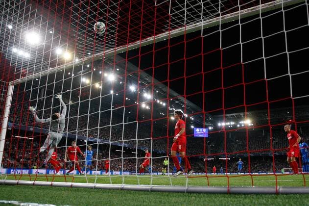 SOCCER - CL, RBS vs Genk SALZBURG,AUSTRIA,17.SEP.19 - SOCCER - UEFA Champions League, group stage, Red Bull Salzburg vs KRC Genk. Image shows Cican Stankovic, Andre Ramalho and Rasmus Kristensen (RBS). Keyword: goal camera. GEPAxpictures xMathiasxMandl