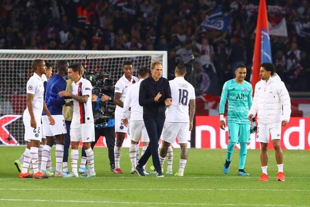 Sport Bilder des Tages joie Thomas Tuchel ( Entraineur Coach PSG ) et equipe FOOTBALL : PSG vs Real Madrid - Ligue des Champions - 18 09 2019 GwendolineLeGoff Panoramic 