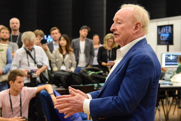 September 19, 2019, Geneva, Switzerland: ROD LAVER chats with the media prior to the Laver Cup tennis event in Geneva Switzerland. Tennis 2019: Laver Cup - ZUMAl132 20190919_zap_l132_014 Copyright: xChristopherxLevyx