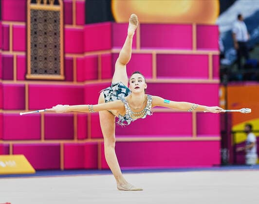 Bilder des Jahres 2019, Sport 09 September Sport Themen der Woche KW38 September 19, 2019: Ã‚ Alina Adilkhanova of Kazakstan during the 37th Rhythmic gymnastics, Rhythmische Sportgymnastik, RSG World Championships match between and Day 3 at the National Gymnastics Arena in Baku, Azerbaijan. CSM. Day 3 - 37th Rhythmic Gymnastics World Championships - ZUMAc04_ 20190919_zaf_c04_068 Copyright: xUlrikxPedersenx