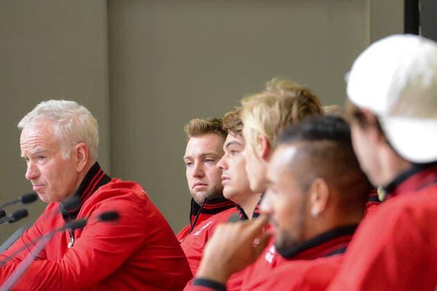 September 19, 2019, Geneva, Switzerland: Team World chats with the media prior to the Laver Cup tennis event in Geneva Switzerland. Tennis 2019: Laver Cup - ZUMAl132 20190919_zap_l132_024 Copyright: xChristopherxLevyx